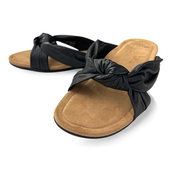 NIB Earth Origins Billi Black Leather Slide Sandals - Size 10W - Picture 2 of 13